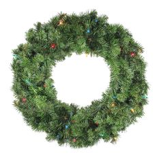 a christmas wreath with lights on it