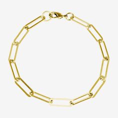 Add a trendy look to your jewelry collection by adding this Silver Reflections 14K gold over brass paperclip chain bracelet. This bracelet is crafted in 14K gold over brass, available in 7.25 inches length, has a solid paperclip chain construction and features a lobster clasp closure for a safe and comfortable wear. If you're looking for the perfect trendy chain bracelet for stacking or to wear alone, this bracelet is just what your jewelry collection needs! Wipe bracelet clean with a soft cloth Gold-tone Paperclip Bracelet With Rectangular Links, Everyday Brass Oval Link Chain Bracelet, Everyday Oval Link Brass Chain Bracelet, Everyday Brass Chain Bracelet With Oval Links, 14k Gold Rectangular Paperclip Chain Bracelet, Modern Brass Link Bracelets, Gold Link Paperclip Bracelet With Lobster Clasp, Gold Paperclip Link Bracelet With Lobster Clasp, Gold-tone Oval Link Paperclip Bracelet