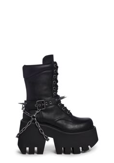 base Emo Boots Aesthetic, Spiked Platform Boots, Cool Combat Boots, Combat Outfit Female Character Design, Emo Heels, Combat Boots Outfit For Women, Egirl Shoes, Dollskill Boots, Alternative Boots