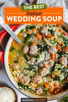 the best italian wedding soup with meatballs and vegetables