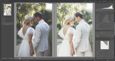 two pictures of a bride and groom