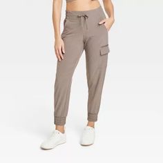 Women's Flex Woven Mid-rise Cargo Joggers - All In Motion™ Taupe Xs : Target Jogger Pants Outfit, Joggers Outfit, All In Motion, Pants Outfits, Cargo Joggers, Active Women, Pair Of Pants, Body Measurements, Jogger Pants