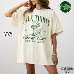 Talk Thirty To Me Shirt Custom Cocktail 30th Birthday Shirt Funny Matching 30th Birthday Party Tshirts Girls Trip Shirt 30th Birthday Gift for Her Matching Dirty 30 Shirts Girls Trip Shirts Talk 30 To Me Favors The perfect Custom Comfort Colors Talk Thirty To Me Shirt for a stylish Birthday Girl and her Birthday Crew! This Personalized Matching Talk 30 To Me Shirts makes the perfect Gift for 30th Birthday Gift. It's made from a Premium Soft Ring Spun Cotton Blend Fabric for perfect spring and su Its My 30th Birthday Shirt, Funny 30th Birthday Shirts, 30 Birthday Shirt, 30th Birthday Shirts For Women, Dirty 30 Shirts, Talk 30 To Me, 30th Birthday Outfit, Talk Thirty To Me, 30th Birthday Shirts