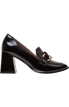 Chic Office Loafers With Block Heel, Formal Heels With Chain Strap And Square Toe, Chic Business Loafers With Block Heel, Chic Block Heel Loafers For Business, Chic Loafers With Sculpted Heel For Office, Chic Office Loafers With Sculpted Heel, Chic Office Loafers With Padded Heel, Modern Formal Loafers With Block Heel, Chic Loafers With Sculpted Heel