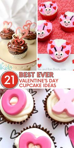 21 Easy Valentine's Day Cupcake Recipes (so cute!) Valentines Cupcake Ideas For Kids, Valentines Day Cupcakes Ideas, Cupcake Ideas For Kids, Valentines Cupcakes Decoration, Shaped Cupcakes, Valentines Cakes And Cupcakes, Valentines Day Cupcakes