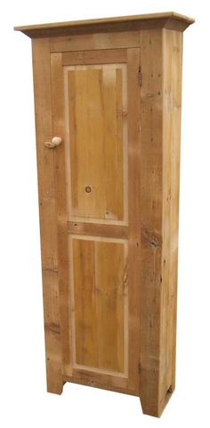 a wooden armoire with two doors on the front and one door in the back