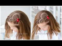 Easy Toddler Hairstyles - YouTube Easy Girls Valentine Hair, Heart Hairdo Kids, Girls Valentines Day Hairstyles, Girls Valentine’s Day Hair, Valentines Hairstyles For Toddlers, Valentines Hair Ideas For Kids, Girls Valentines Hair Ideas, Kid Valentine Hairstyle, Toddler Hairstyles Girl Valentines Day