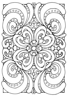 an intricate design in black and white, with swirls on the bottom half of it