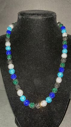 Grab this custom Marine inspired beaded necklace.  Mariniers Marlins Seahawk Green Blue Black White Beaded Necklace Blinged Out with every color!  w/ magnetic clasp for easy and comfort. 18-20in Colors of the Sea! Elevate your style AND your game with our vibrant, handcrafted beaded necklace.   Look Good, Feel Good, Feel Good Play Good! BLING BLING ⚾️🏈⚽️🏀⚾️️ 📿 Baseball Football Soccer Softball Basketball 🌟 Features: Blinging & Bursting with Color: A symphony of dazzling, handpicked beads in vivid blue to vibrant red! 🌟 Unique Design 💎 Quality Matters: Thick Elastic band and magnetic clasps ensure durability and long-lasting wear. 🌟 Versatile Wear: Perfect for all sports fields😎, beach days, date nights, or simply adding a pop of personality to your everyday look. A conversation pie Jose Alvarado, White Beaded Necklaces, Light Blue Green, Bead Chain, Rhinestone Bead, Beach Days, Magnetic Clasp, White Beads, Football Soccer