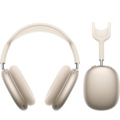 the beats by dr dre on ear headphones are white and have two headsets attached to them