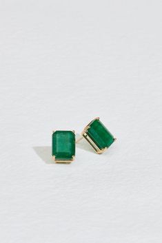 JP LARGE EMERALD CUT EMERALD STUDS Emerald Studs, Receive Love, Emerald Stud Earrings, Emerald Earrings Studs, Bar Studs, Spiral Earrings, Emerald Cut, Gift Shop, Piercings