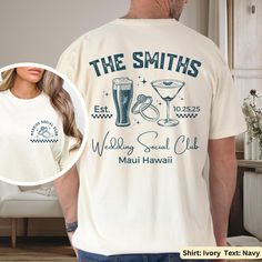 Celebrate your wedding with our Personalized Newlywed T-Shirts - perfect custom tees for Mr. and Mrs. or the whole wedding party! Ideal for a cocktail party, brunch, or any celebration, these Comfort Colors shirts feature cocktail designs inspired by the couple's favorites. Great as matching outfits or thoughtful honeymoon gifts, they're the perfect way to showcase your love! Explore our full range of products including shirts, sweatshirts, trucker hats and more by visiting our store: https://sp Personalized Wedding Shirts, Bride Gifts To Groom, Wedding T Shirt Toss Ideas, Wedding Tshirts Ideas, Bride Shirt Ideas, Couple Shirt Design Ideas, Bach Cruise, Wedding Tshirt, Matching Couple Outfit