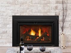 Supreme Insert 30 - Heat & Glo Fireplace Insert - Leisure Time Inc. Heat N Glo Gas Fireplace, Gas Fireplace Inserts, Fireplace Parts, Portable Hot Tub, Fireplace Fronts, Gas Fireplace Insert, Brick Decor, Patio Fireplace, Ceramic Fiber