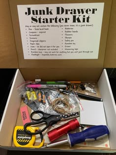 the junk drawer is packed with various items to make it easier for someone to use