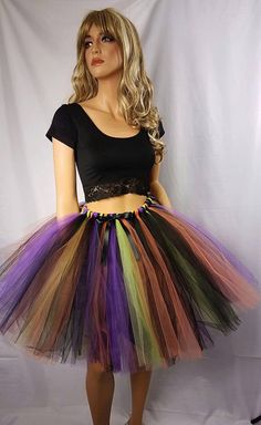 Adult or Child Witch Tutu Skirt Fantasy Skirt For Halloween Costume Party, Witchy Fitted Skirt For Cosplay, Witchy Fitted Skirt For Costume Party, Witchy Skirt For Costume Party, Halloween Costume Stretch Skirt, Stretch Halloween Costume Skirt, Multicolor Halloween Costume Party Costumes, Bohemian Fitted Skirt For Halloween, Halloween Costume Tulle Skirt