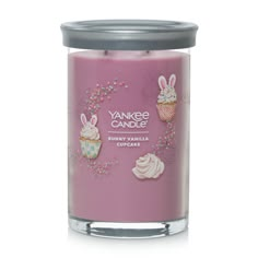 yankee candle with bunny vanilla cupcakes and sprinkles on the front