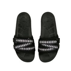 Authentic unisex slide. Upper in lycra, outsole in SBS and rubber. Strap closure with banda with Omini logo repetition. Textile Composition: Midsole - 100% Styrene Butadiene Styrene; Outsole - 100% Rubber; Upper - 70% Lycra, 30% Nylon Casual Black Sandals With Logo Strap, Black Sport Sandals With Logo Strap For Summer, Casual Training Sandals With Cushioned Footbed, Black Sporty Breathable Sandals, Black Adjustable Sport Sandals With Rubber Sole, Adjustable Black Sport Sandals With Rubber Sole, Black Adjustable Sporty Sandals, Casual Slides With Cushioned Footbed For Training, Casual Synthetic Slides For Training