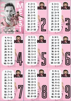 a pink and black poster with numbers for the number one man in front of it