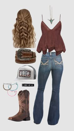 Country Fest Outfits, Traje Cowgirl, Country Outfit Ideas