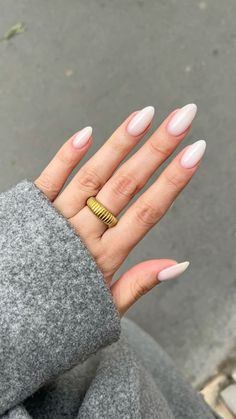 Milky nails #nails #nailsinspo #milkywhitenails #milkynails @emilybnz Basic Acyrilics Nails, Almond Nail Milky White, Natural Almond Nails Milky White, Soft Milky White Nails, Milky Wedding Nails, Basic Nails Almond Shape, Pink Milky White Nails, Milk Colour Nails, Ivory White Nails