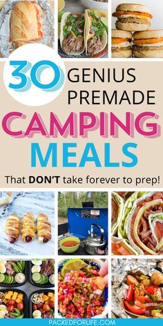 the cover of 30 genius homemade camping meals that don't take forever to prep