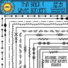 the black and white borders clip art set