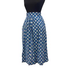 Beautiful Blue Polka Dot Skirt with pockets. below the Knee length for a romantic silhouette.  No lining. perfect color of spring! Size: Length: 74 cm Waist: 37 cm Fits Small/medium Your order will be shipped within 2 business days via FEDEX and you will typically receive your purchase within 4 days from date of shipping. Please note that vintage clothing sizes can vary greatly. I take measurements of by laying the garment flat. When considering whether a garment would fit, I suggest taking a si 70s Street Fashion, Blue Polka Dot Skirt, Romantic Silhouette, Polka Dot Skirt, Dot Skirt, Skirt With Pockets, Blue Polka Dots, Womens Skirts, Skirts With Pockets