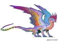 the colorful dragon is standing on its hind legs