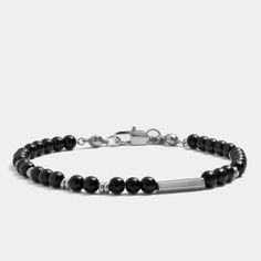 Diy Mens Jewelry, Onyx Bracelet, Onyx Bead, Velvet Pouch, Men's Jewelry, Soft Velvet, Jewelry Diy, Necklace Bracelet, Accent Pieces