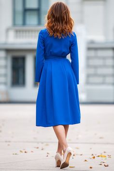 Royal Blue Dress, Elegant Shirt Dress, Long Sleeve Dress Bright blue dress with collar and front buttons ➤ Features > Dress length: 107 cm (42,12'') > Stand up collar > Long sleeves > Lining in skirt part > Zipper on the side > Front buttons > Separated belt ➤ Sizing My Size Guide in FAQ section below will help you define the perfect size match. The item can also be made according to your measurements - just message them to me. ➤ Delivery Your item is made-to-order and will Blue A-line Midi Dress With Buttons, Blue Pleated Long Sleeve Midi Dress, Blue A-line Shirt Dress For Daywear, Blue Long Sleeve Pleated Midi Dress, Elegant Blue A-line Shirt Dress, Formal Blue Long Sleeve Shirt Dress, Chic Blue A-line Shirt Dress, Blue Button-up Midi Dress For Formal Occasions, Blue Long Sleeve Shirt Dress For Daywear