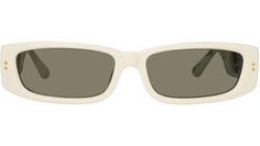 Featuring cut out detailing on the temples, the Talita is our rectangular sporty style of the A/W 23 collection. Crafted from white acetate with cut out detailing to fit solid grey lenses matching the eye lenses, for a uniform look. 100% UV protected solid lenses. Acetate frame with acetate temples. Made in Japan.