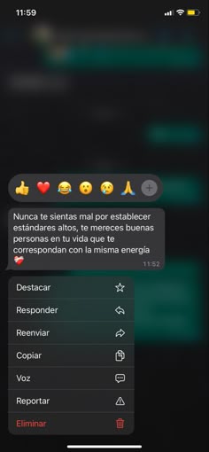 the text message is being displayed on an iphone's screen, with different emoticions