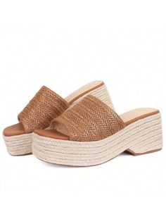 [Material]Open toe platform sandals, espadrille platform wedges, braided jute platform sandals, non-slip sole, soft PU leather insole, dressy sandals for women summer offer your feet cool and comfort for the whole day.[Material]Open toe platform sandals, espadrille platform wedges, braided jute platform sandals, non-slip sole, soft PU leather insole, dressy sandals for women summer offer your feet cool and comfort for the whole day.[Style]These simple trendy espadrilles go well with skirts, shir Brown Round Toe Sandals For Summer, Straw Sandals With Cushioned Footbed And Open Toe, Summer Platform Open Toe Sandals, Beach Open Toe Platform Slippers, Platform Open Toe Sandals For Summer, Brown Wedge Sandals With Round Toe For Summer, Open Toe Platform Slippers For Summer, Summer Platform Sandals For Summer Outings, Summer Open Toe Platform Slippers