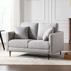 a living room scene with focus on the sofa