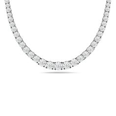 Here is a fine pick for a diamond necklace that boasts extra glitz. This eternity necklace or tennis necklace features a sparkling line of diamonds, each secured by four prongs. The diamonds gently graduate in size all the way up to the clasp. Eternity Necklace, Diamond Tennis Necklace, All The Way Up, Tennis Necklace, All The Way, Diamond Necklace, Tennis, Lab, Diamonds