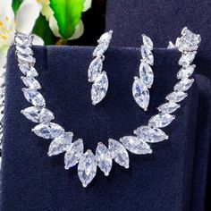 Wedding Jewelry - Silver Cubic Zirconia Bridal Jewelry Set Prom Dress Jewelry, Wedding Choker Necklace, Bridal Jewelry Set, Silver Wedding Jewelry, Jewelry Fashion Trends, Fashion Jewelry Sets, Cz Jewelry, Dress Jewelry, Gifts For Wedding Party