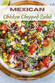 mexican chicken chopped salad in a white bowl