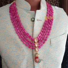 HotPink Jade Stone Groom Jewelry, Sabyasachi Groom Inspired Necklace, Indian Wedding Necklace, Bollywood Jewelry, Groom Necklace, Men Jewelry 5 Layered Stone Beads Necklace An elegant stone beads necklace with the most stunning festoon. The perfect accessory for your occasion. This necklace is handcrafted with love Necklace Length: 26 inches (adjustable) Package: 1 Necklace Material: Stone beads Care: Store in an airtight plastic bag or box. Keep away from water, moist place & fragrance For Express shipping, the option is available in the drop-down menu at checkout. If you need any help regarding placing an order or express shipping, feel free to message us DISCLAIMER: This product is made to order. Product color may slightly vary due to photographic lighting sources or your monitor settin Pink Necklace For Wedding And Festive Occasions, Pink Temple Jewelry Bridal Necklace For Wedding, Pink Kundan Necklace For Reception In Temple Jewelry Style, Pink Kundan Necklaces For Wedding, Pink Kundan Necklace For Wedding And Festivals, Pink Kundan Bridal Necklace For Reception, Pink Temple Jewelry Bridal Necklace For Reception, Pink Bridal Necklace For Reception And Festivals, Traditional Pink Necklaces For Reception