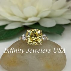 Yellow Diamond Ring With Cushion Cut, Yellow Cushion Cut Diamond Ring With Center Stone, Cushion Cut Yellow Ring With Center Stone, Yellow Diamond Accents Ring With Round Cut, Oval Yellow Diamond Ring For Anniversary, Oval Yellow Diamond Promise Ring, Fine Jewelry Yellow Diamond Promise Ring, Yellow Cushion Cut Ring With Center Stone, Yellow Diamond Accents Round Cut Rings