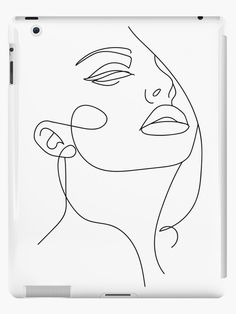 a black and white line drawing of a woman's face with her eyes closed