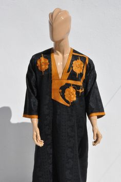 Moroccan kAFTAN for men, oriental kaftan, All sizes are Available Beautiful Moroccan kaftan in cotton for men. This Moroccan clothing is handmade in soft fabric cotton. This kaftan is very pleasant to wear mainly in summer, at the beach, after a spa, indoor, outdoor, at a party... Very fast to wear, not stick to the skin, this kaftan is a really must have clothing. - Cotton - embroidery - Machine washing return policy I check myself each product and sell only the best quality products in any cas Black Kaftan With Traditional Patterns For Eid, Black Kaftan For Eid And Traditional Ceremonies, Festive Black Kaftan With Traditional Patterns, Traditional Black Agbada With Dabka, Traditional Black Agbada With Dabka Detailing, Black Thobe For Eid And Traditional Ceremonies, Black Ceremonial Kaftan For Eid, Traditional Black Agbada For Ceremonies, Festive Traditional V-neck Thobe