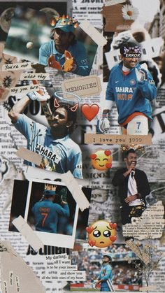 collage of sports pictures and photos on newspaper paper