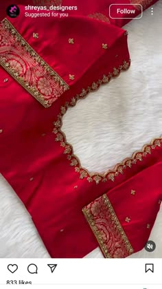 Red Bridal Saree Look, Lays Blouse Design, Double Border Blouse Design, Simple Aari Work For Blouse, Flower Aari Work Designs, Pellikuturu Sarees, Simple Handwork Blouse Design, Red Blouse Work Designs, Arya Work Blouse Designs