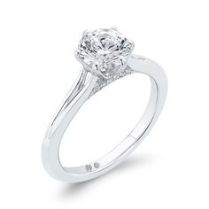 a diamond engagement ring on a white background