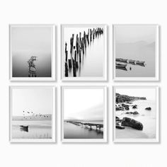 Wall Art Set of 6, Black and White Photo Set, Coastal Style Prints, Home Gallery, Gray Wall Decoration, Sea Landscape Photo, Unframed Photo - Etsy Norway Gray Wall, Home Gallery, White Photo, Grey Walls, Photo Set, Coastal Style, Wall Art Set, Landscape Photos