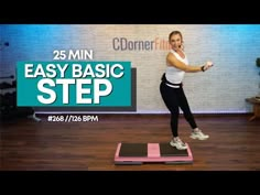 a woman standing on top of a scale with the words 25 min easy basic step