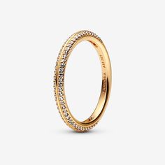 Pandora ME Pavé Ring | Gold plated | Pandora US Black Rose Ring, 2024 Gold, Silver Wedding Gifts, Ring Pandora, Pandora Me, Ring Stacks, Silver Rose Ring, Signature Rings, Bracelet Pandora