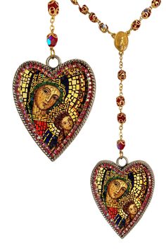 Embrace the divine embrace with our exquisite Our Lady of Perpetual Help Heart Necklace. This spiritually inspired necklace features a beautifully crafted heart medal with an image of the Blessed Mother and Child, enveloped in radiant red rhinestones and accompanied by a delicate red rosary. It's a piece that speaks directly to the hearts of those who hold Mary close. Created With: Beautiful 60x50mm (2.36x1.96 inches) heart pendant with an image of Our Lady of Perpetual Help adorned shinning red Perpetual Succour, Red Rosary, Our Lady Of Perpetual Help, Lady Of Perpetual Help, Handmade Rosary, The Blessed Mother, Our Lady Of Sorrows, Printed Photo, Radiant Red