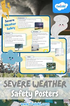 Severe Weather Safety Posters Boarding Up Windows, Take Shelter, Safe Room, Tropical Storm