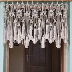 PRICES MAY VARY. Package:Package has a handmade valance.The macrame valance can be stretched to a width of 47inches(120CM),high is 22inches(55CM).Tips:Because the valance is a handwoven item,there may be a 1 to 2 inches deviation of size existing between them. Great material:Our macrame curtain valance is inspired by aztec tribal art objects and boho chic wall decor. Made of high quality cotton cord and tassel,because of the handmade woven,the product has a certain degree of flexibility.The leng Macrame Window, Rv Curtains, Macrame Door, Curtain Macrame, Macrame Curtains, Caravan Decor, Easy Macrame, Textile Craft, Macrame Yarn